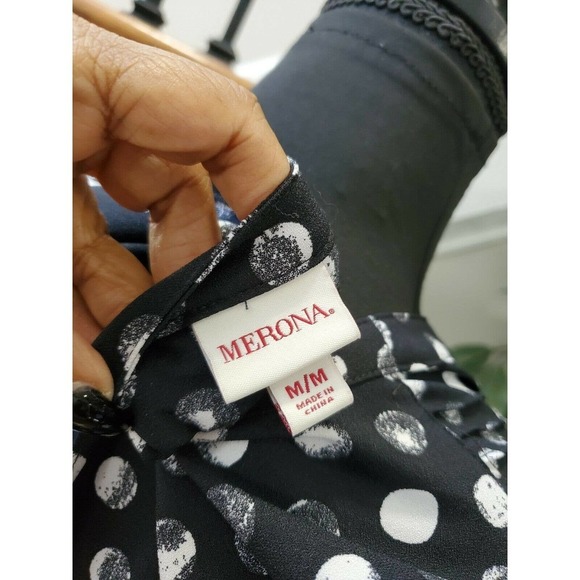 Merona Women's Black Polyester Henleyneck Long Sleeve Casual Knee Length Dress M - Picture 11 of 12